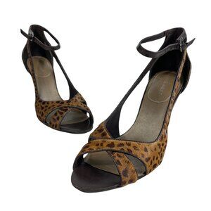 Nine West Women's Animal Suede Leather High Heels w/ Peek Toes Sz 9M